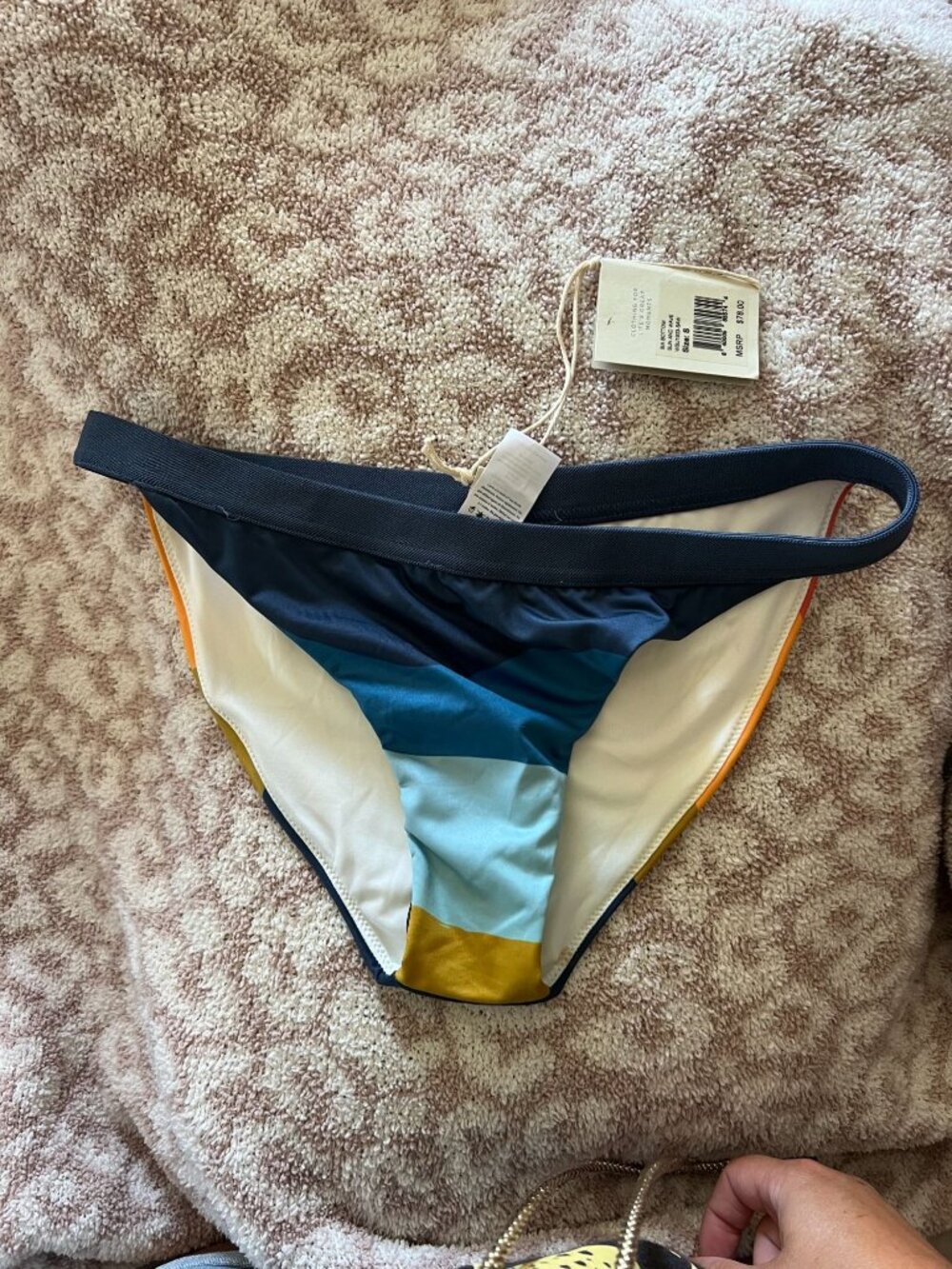 NWT Faherty Sia Bottom Sun Wave Bikini Bottoms Small Retro